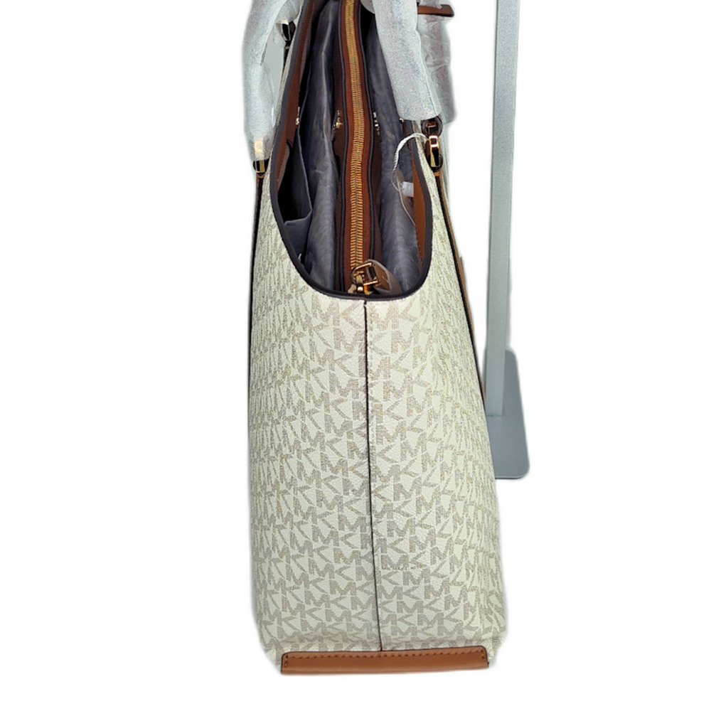 Michael Kors Temple XL Tote Vanilla/Acorn NWT - Picture 4 of 13